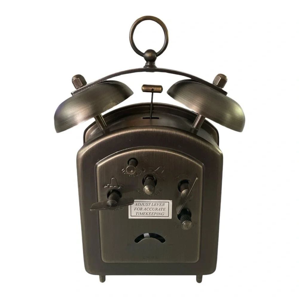Bulova Holgate Mechanical Twin Bell Alarm Clock, B8128